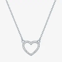 (G-H / Si2-I1) Womens 1/10 CT. T.W. Lab Grown White Diamond Sterling Silver Heart Pendant Necklace