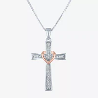 G-H / I1-I2) Womens 1/ CT. T.W. Lab Grown White Diamond Sterling Silver Cross Pendant Necklace