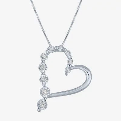 (G-H / Si2-I1) Womens 1/10 CT. T.W. Lab Grown White Diamond Sterling Silver Heart Pendant Necklace