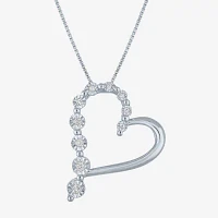 (G-H / Si2-I1) Womens 1/10 CT. T.W. Lab Grown White Diamond Sterling Silver Heart Pendant Necklace