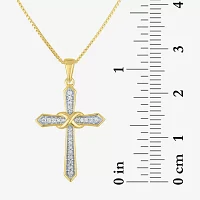 (G-H / Si2-I1) Womens 1/10 CT. T.W. Lab Grown White Diamond 14K Gold Over Silver Cross Pendant Necklace