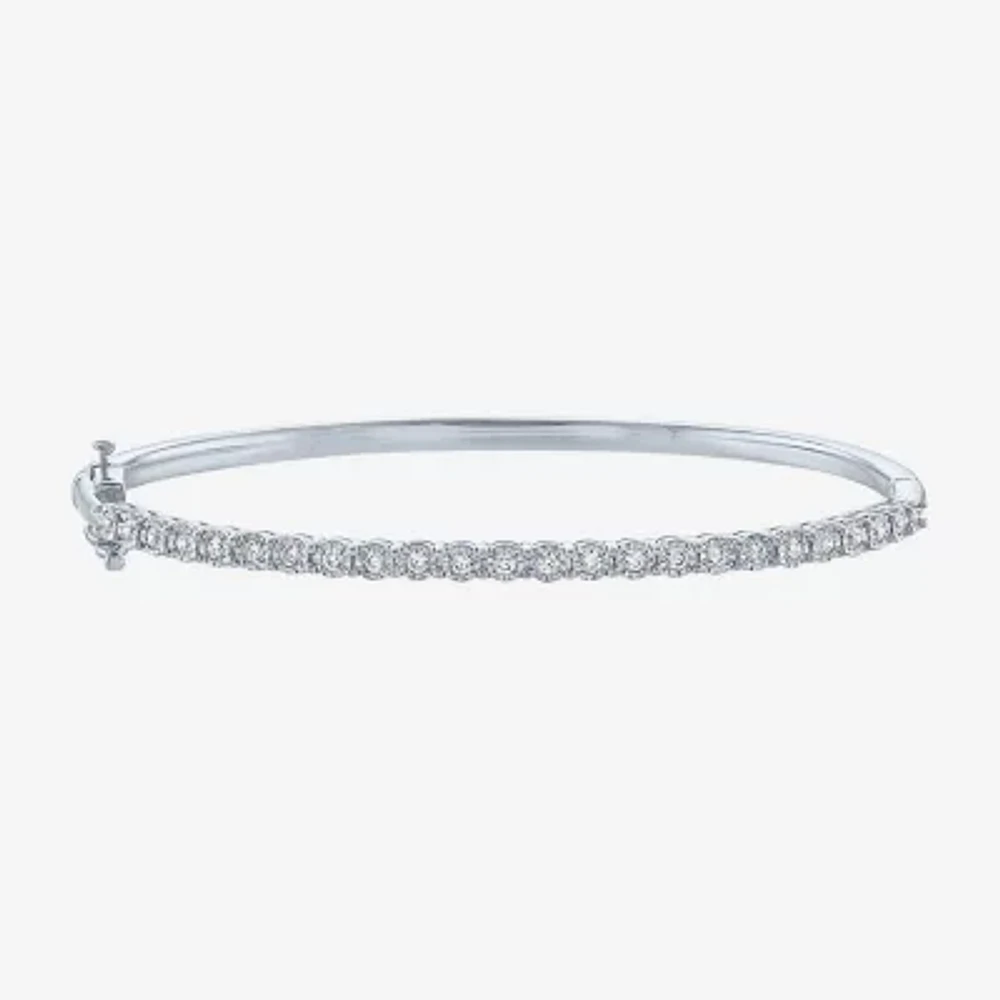 (G-H / I1-I2) 1/2 CT. T.W. Lab Grown White Diamond Sterling Silver Bangle Bracelet