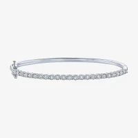 (G-H / I1-I2) 1/2 CT. T.W. Lab Grown White Diamond Sterling Silver Bangle Bracelet