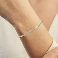 (G-H / I1-I2) 1/2 CT. T.W. Lab Grown White Diamond 14K Gold Over Silver Bangle Bracelet