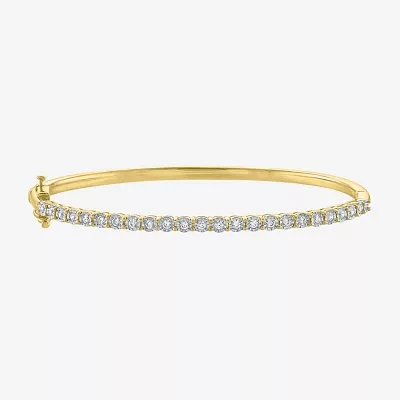 (G-H / I1-I2) 1/2 CT. T.W. Lab Grown White Diamond 14K Gold Over Silver Bangle Bracelet