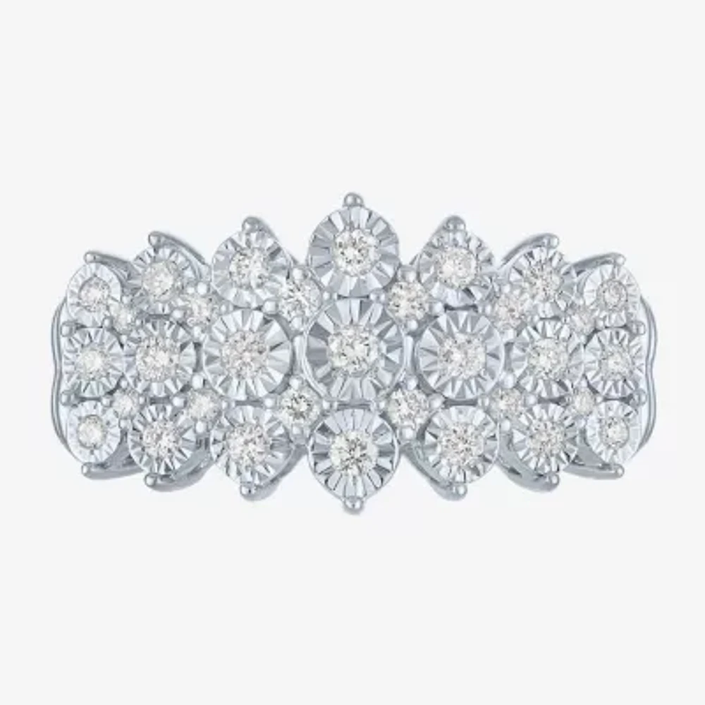 (G-H / I1-I2) 1/2 CT. T.W. Lab Grown White Diamond Sterling Silver Cluster Band