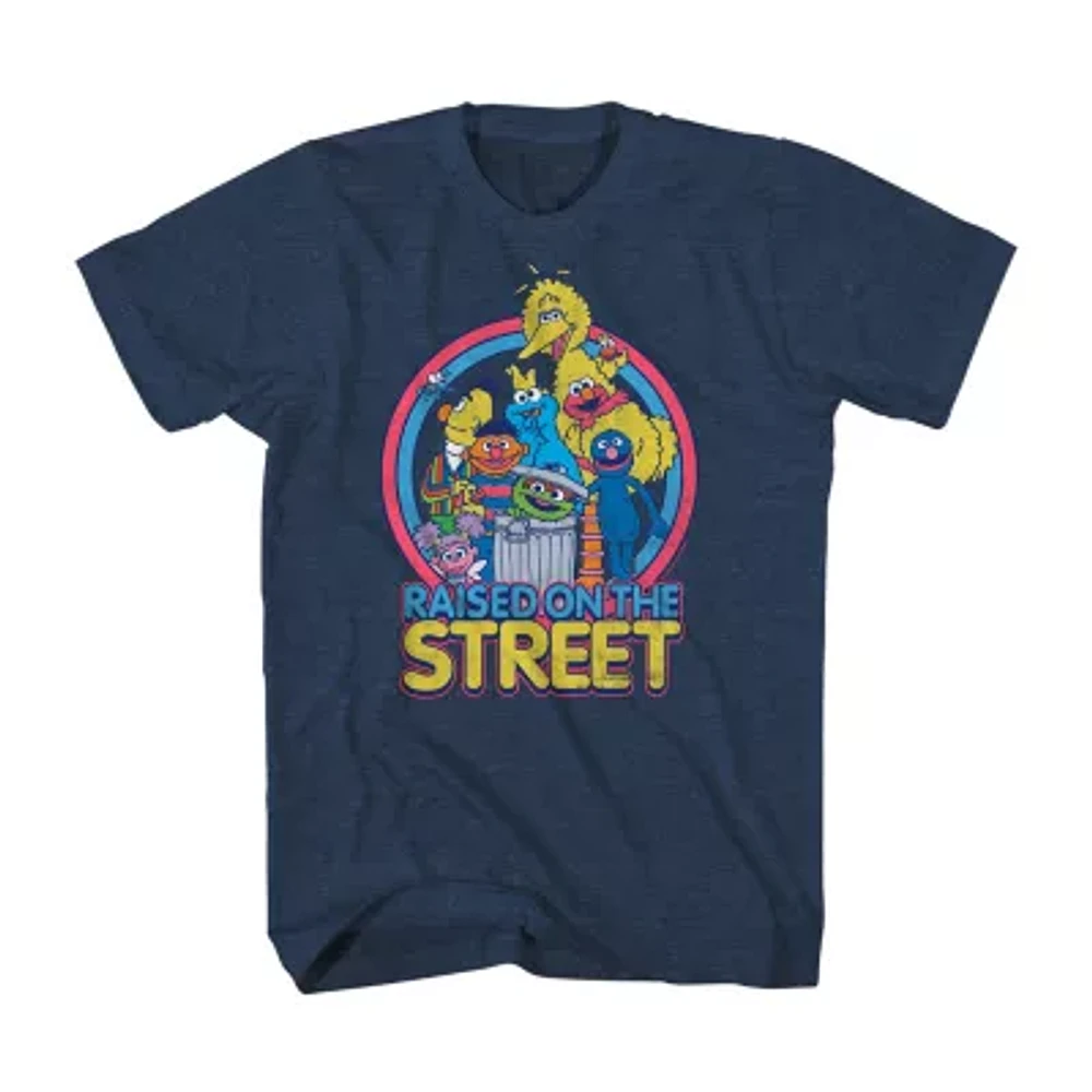 Big and Tall Mens Crew Neck Short Sleeve Regular Fit Sesame Street Graphic T-Shirt