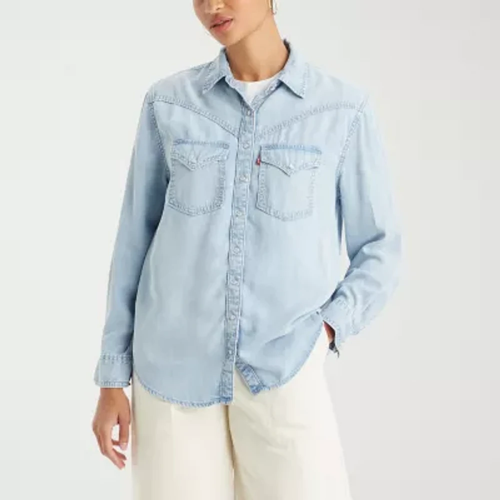 Levi's Sawyer Western Womens Short Sleeve Regular Fit Button-Down Shirt