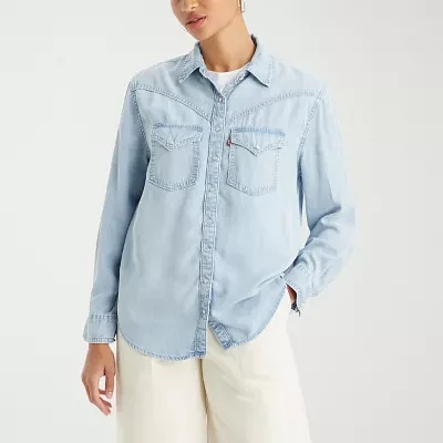 Levi's Sawyer Western Womens Short Sleeve Regular Fit Button-Down Shirt