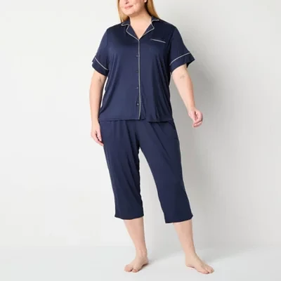 Liz Claiborne Cool and Calm Womens Plus Short Sleeve Pajama Top