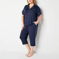 Liz Claiborne Cool and Calm Womens Plus Short Sleeve Pajama Top