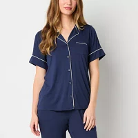 Liz Claiborne Cool and Calm Womens Short Sleeve Pajama Top