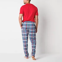 St. John's Bay Mens Crew Neck Short Sleeve 2-pc. Pant Pajama Set