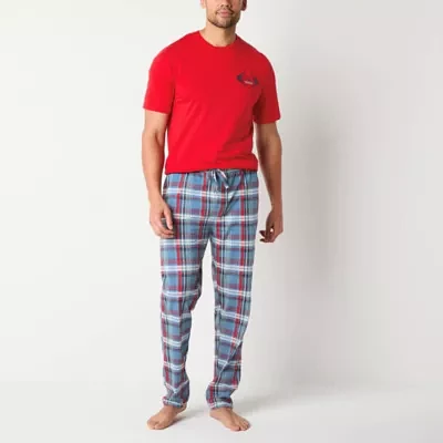 St. John's Bay Mens Crew Neck Short Sleeve 2-pc. Pant Pajama Set