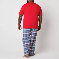 St. John's Bay Mens Big and Tall Crew Neck Short Sleeve 2-pc. Pant Pajama Set