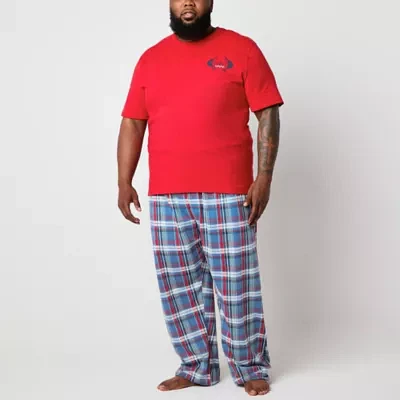 St. John's Bay Mens Big and Tall Crew Neck Short Sleeve 2-pc. Pant Pajama Set