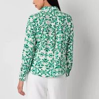 by&by Juniors Womens Long Sleeve Regular Fit Button-Down Shirt