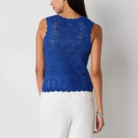 by&by Juniors Womens Crew Neck Sleeveless Pullover Sweater