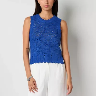 by&by Juniors Womens Crew Neck Sleeveless Pullover Sweater