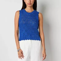 by&by Juniors Womens Crew Neck Sleeveless Pullover Sweater