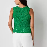 by&by Juniors Womens Crew Neck Sleeveless Pullover Sweater