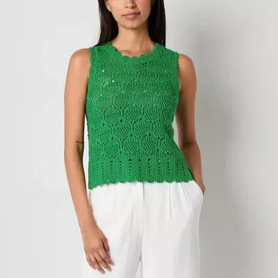 by&by Juniors Womens Crew Neck Sleeveless Pullover Sweater