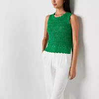 by&by Juniors Womens Crew Neck Sleeveless Pullover Sweater