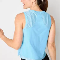 Xersion Womens Mesh Round Neck Sleeveless Tank Top