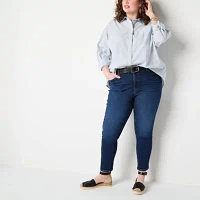a.n.a Plus Womens Long Sleeve Adaptive Oversized Easy-on + Easy-off Button-Down Shirt