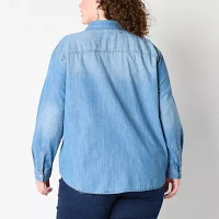 a.n.a Plus Womens Long Sleeve Regular Fit Button-Down Shirt