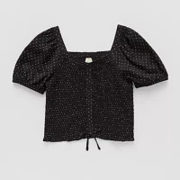 Thereabouts Little & Big Girls Square Neck Short Sleeve Blouse