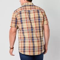 mutual weave Big and Tall Mens Easy-on + Easy-off Adaptive Classic Fit Short Sleeve Checked Button-Down Shirt