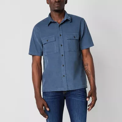 mutual weave Corduroy Mens Regular Fit Short Sleeve Button-Down Shirt