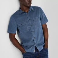 mutual weave Corduroy Mens Regular Fit Short Sleeve Button-Down Shirt