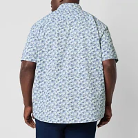 St. John's Bay Printed Chambray Big and Tall Mens Classic Fit Short Sleeve Button-Down Shirt