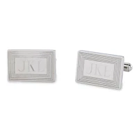 Stainless Steel Cuff Links w/ 3-Line Framed Border