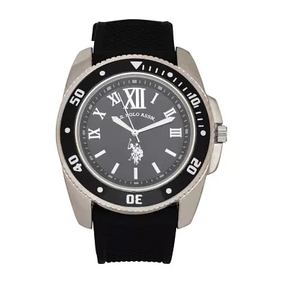 U.S. Polo Assn.® Mens Black Silicone Strap Sport Watch