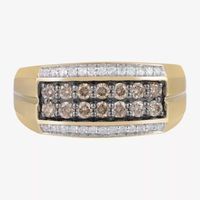 Mens 3/4 CT. T.W. White and Color-Enhanced Champagne Diamond Ring