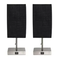 All the Rages Usb Black Petite Stick 2-pc. Lamp Set