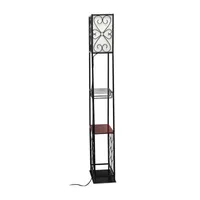 Metal And Wood Etagere Wine Rack Lamp