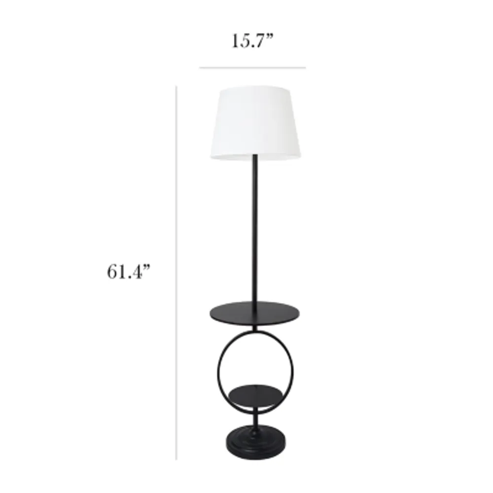 Black Metal Dual Shelf Floor Lamp