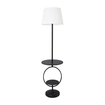 Black Metal Dual Shelf Floor Lamp