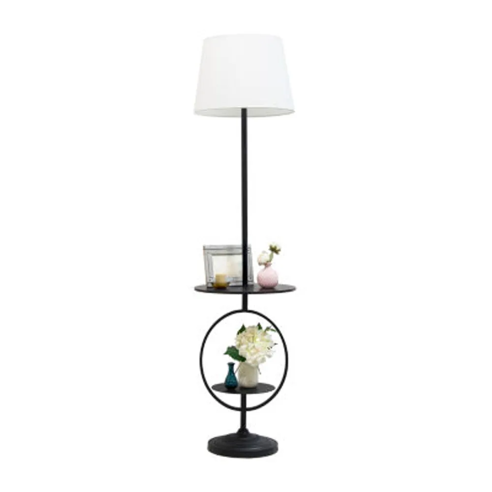 Black Metal Dual Shelf Floor Lamp