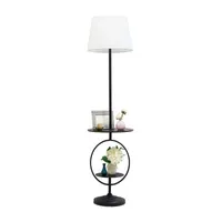 Black Metal Dual Shelf Floor Lamp