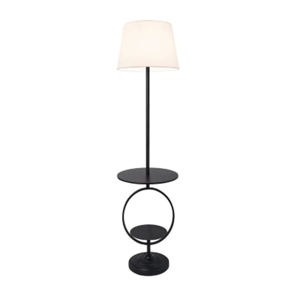 Black Metal Dual Shelf Floor Lamp