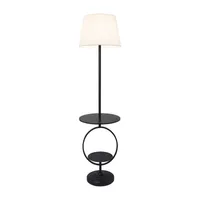 Black Metal Dual Shelf Floor Lamp