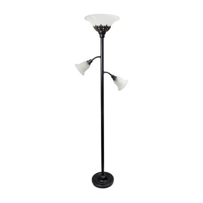 3 Light Floor Lamp with Scalloped Glass Shades