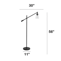 Lalia Home Swing Arm Floor Lamp with Clear Glass Cylindrical Shade