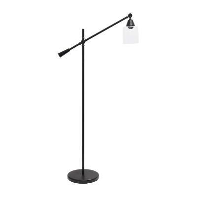 Lalia Home Swing Arm Floor Lamp with Clear Glass Cylindrical Shade