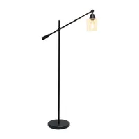 Lalia Home Swing Arm Floor Lamp with Clear Glass Cylindrical Shade